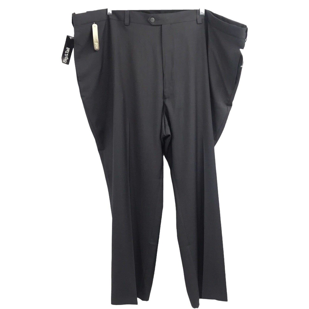 HAGAR MEN'S SIZE 54W BIG & TALL PLAIN FRONT PERMANENT CREASE GREY PANTS